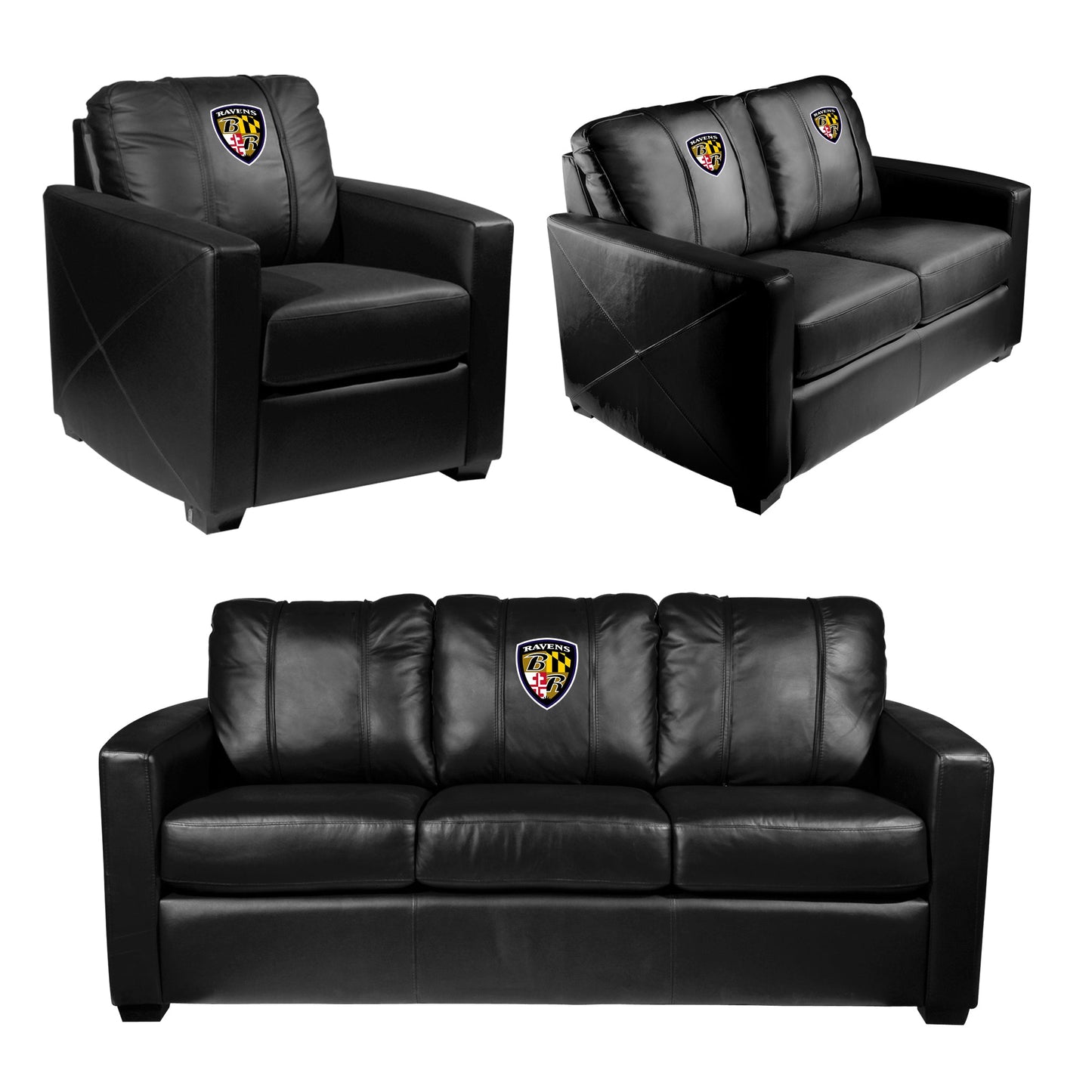 Silver Club Chair with Baltimore Ravens Alternate Logo