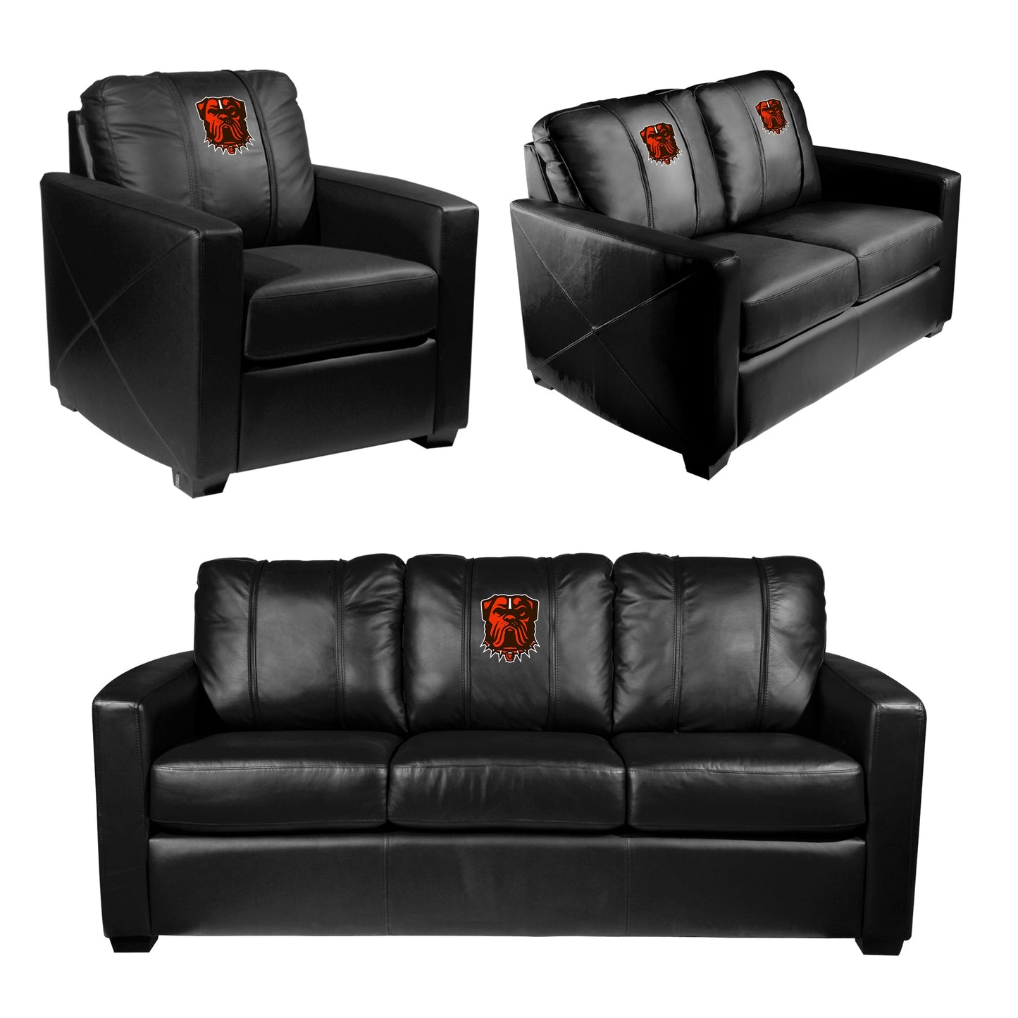 Silver Sofa with  Cleveland Browns Bulldog Logo