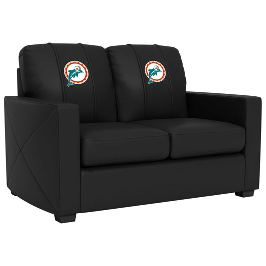 Silver Loveseat with  Miami Dolphins Alternate Logo