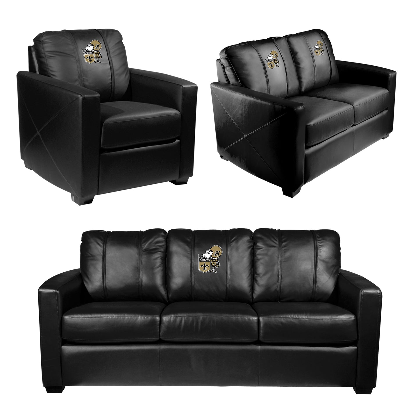 Silver Loveseat with New Orleans Saints Classic Logo