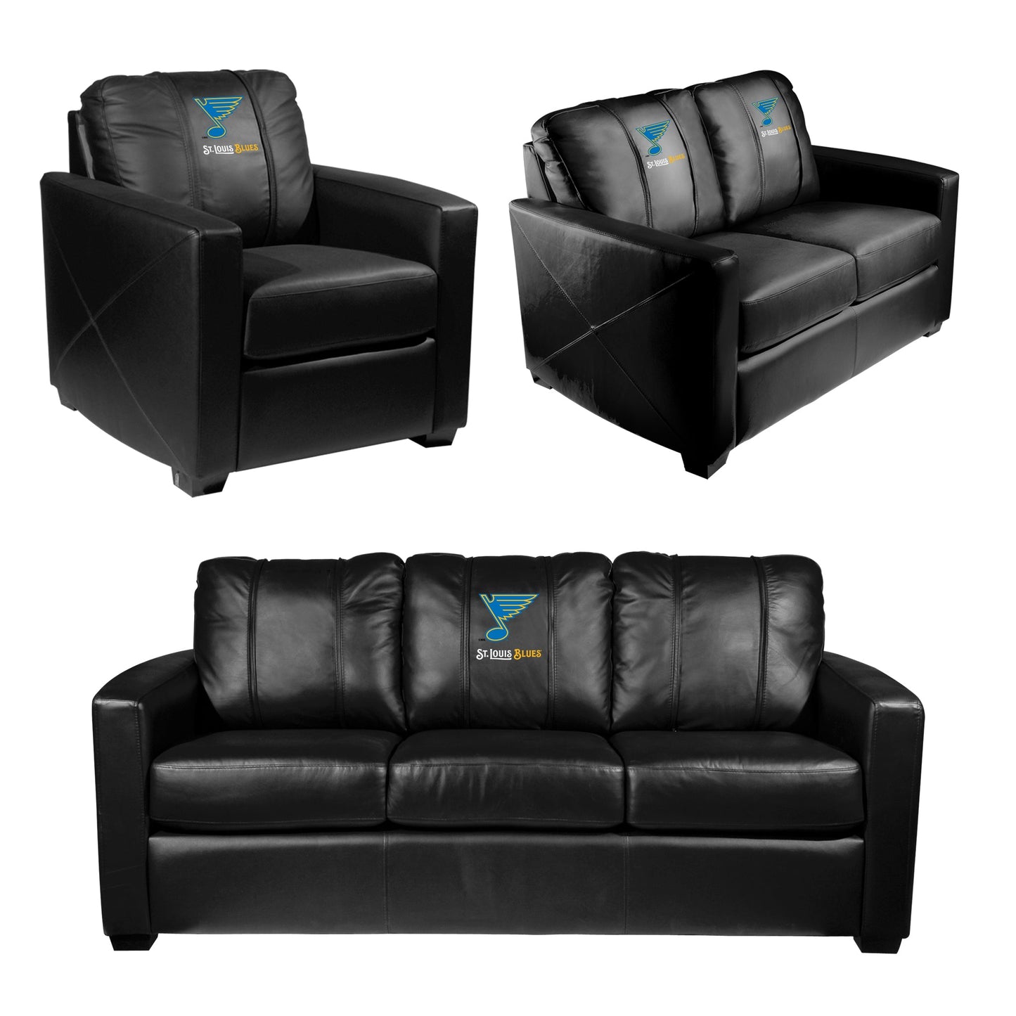 Silver Club Chair with St. Louis Blues Wordmark Logo