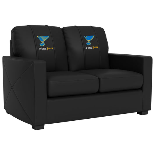 Silver Loveseat with St. Louis Blues Wordmark Logo