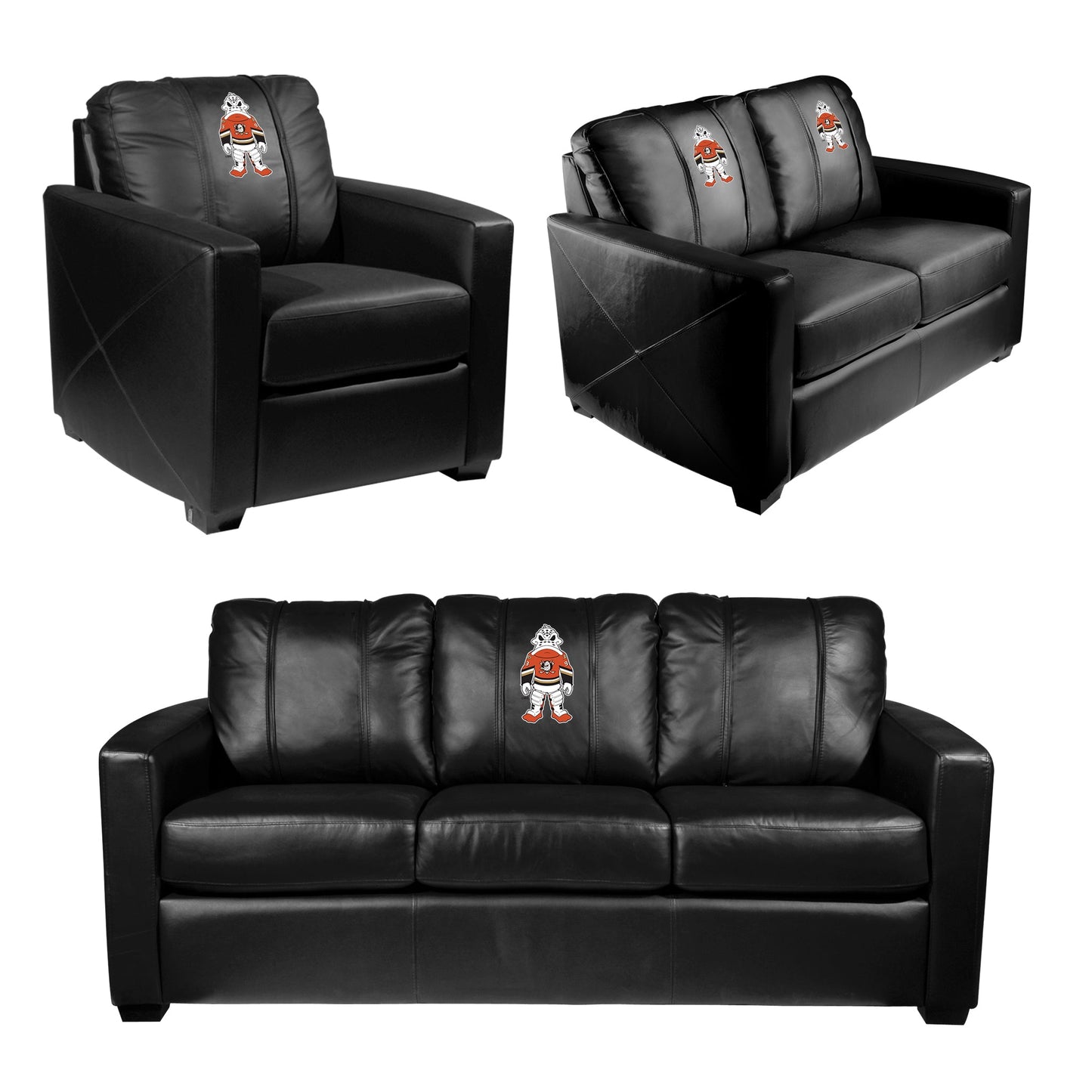 Silver Loveseat with Anaheim Ducks Wild Wing Mascot Logo