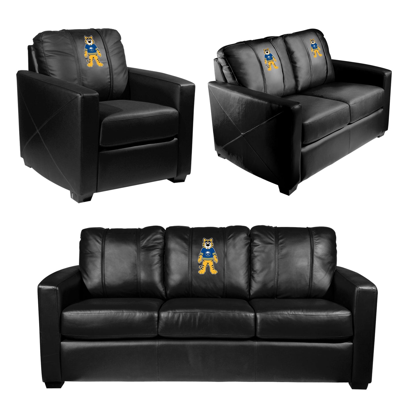 Silver Club Chair with Buffalo Sabres Sabretooth Mascot Logo