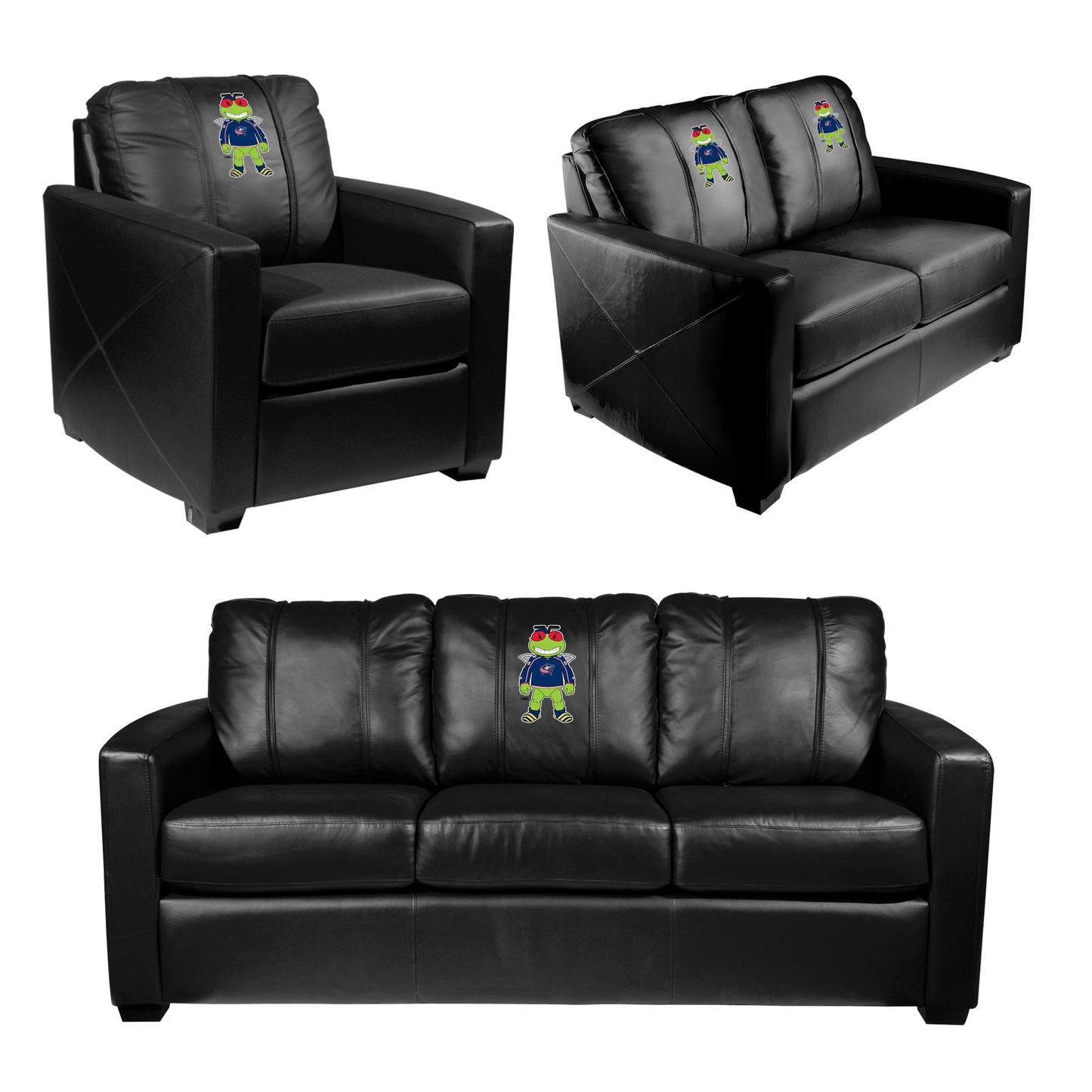 Silver Club Chair with Columbus Blue Jackets Stinger Mascot Logo