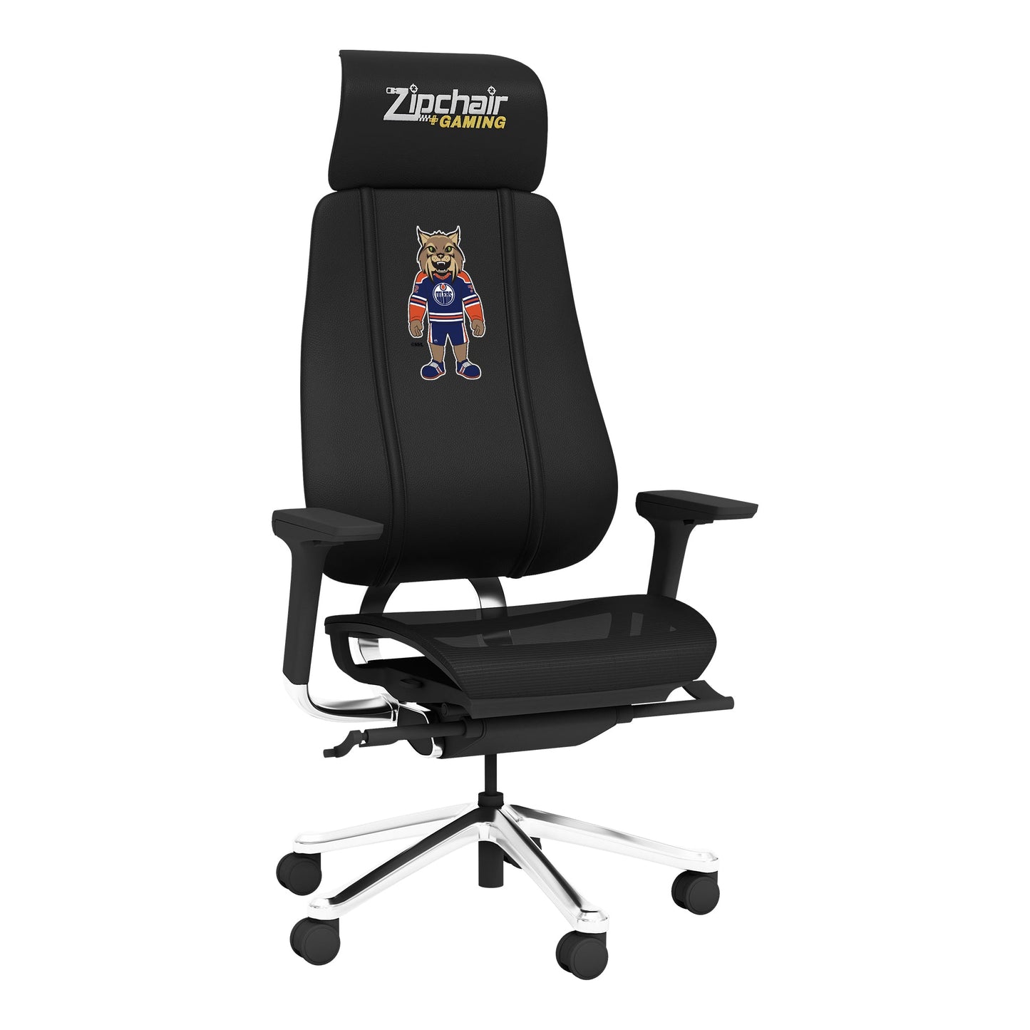 PhantomX Mesh Gaming Chair with Edmonton Oilers Hunter Mascot Logo