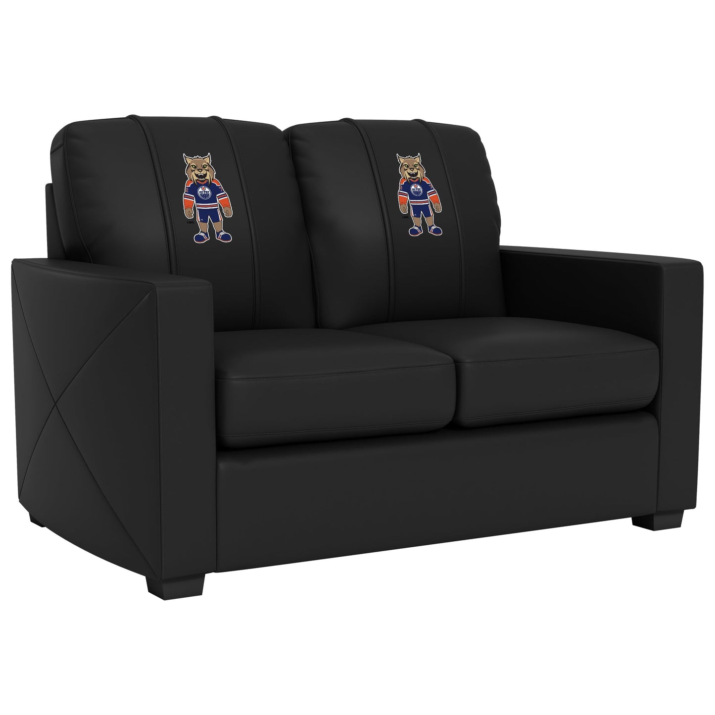Silver Loveseat with Edmonton Oilers Hunter Mascot Logo