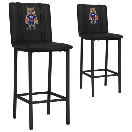 Bar Stool 500 with Edmonton Oilers Hunter Mascot Logo Set of 2