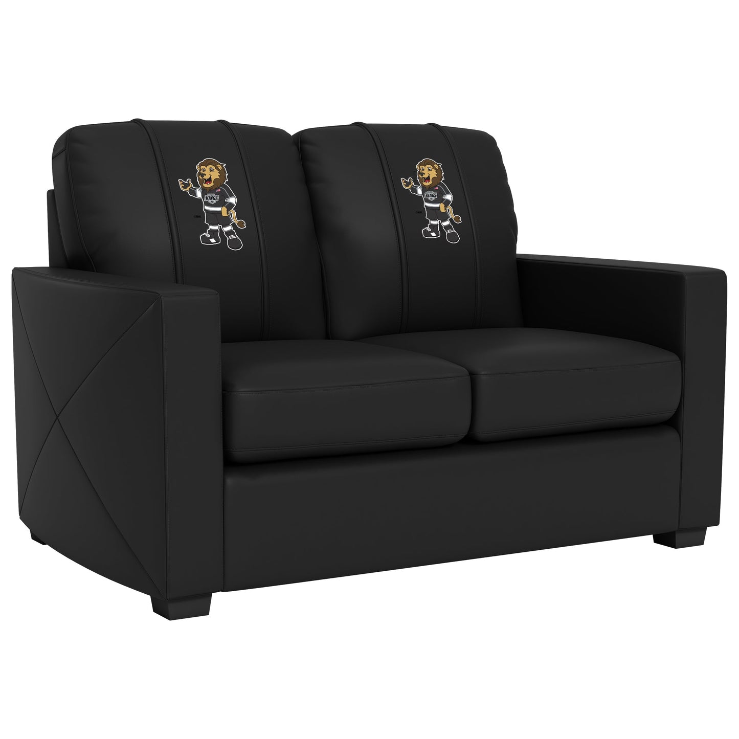 Silver Loveseat with Los Angeles Kings Bailey Mascot Logo