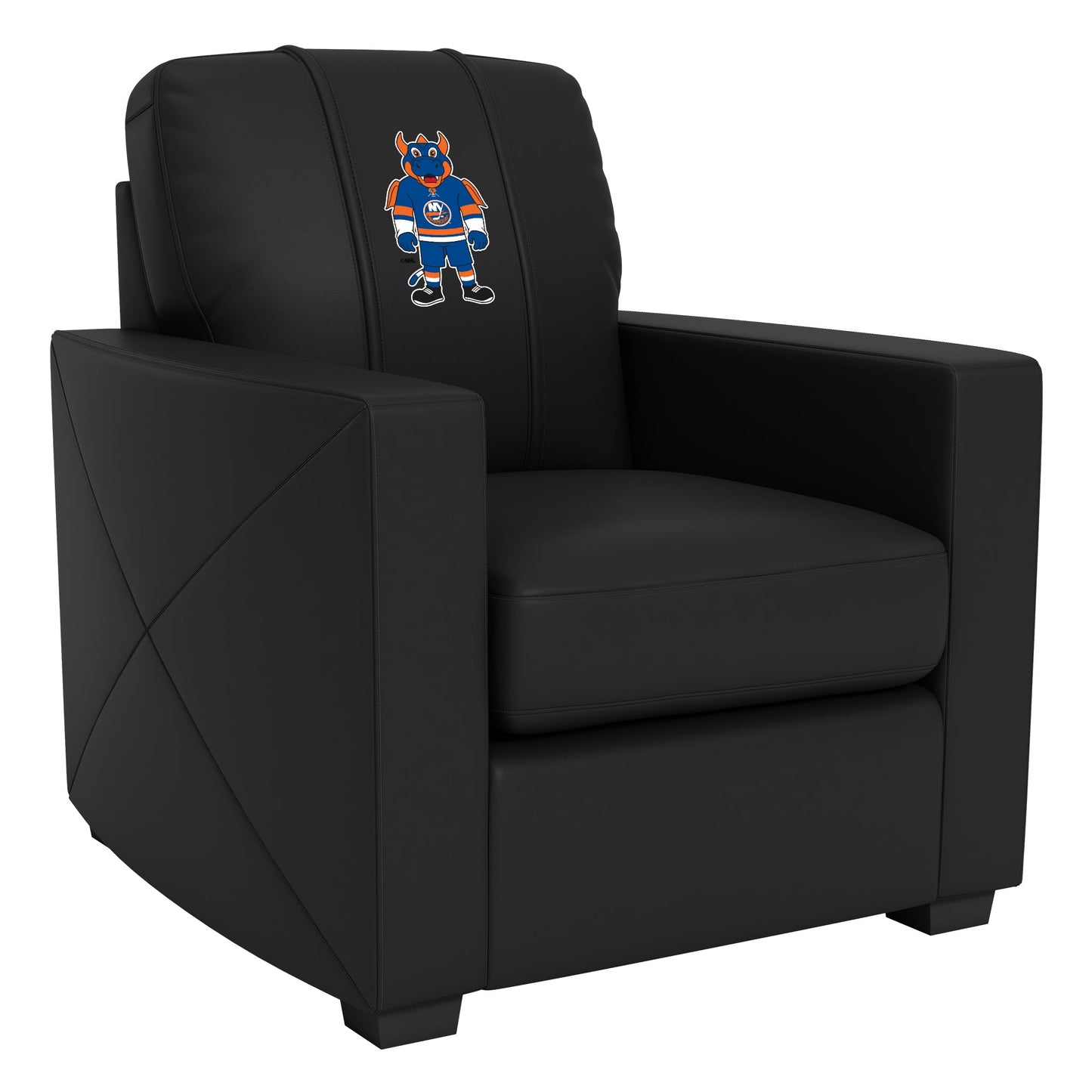 Silver Club Chair with New York Islanders Sparky Mascot Logo