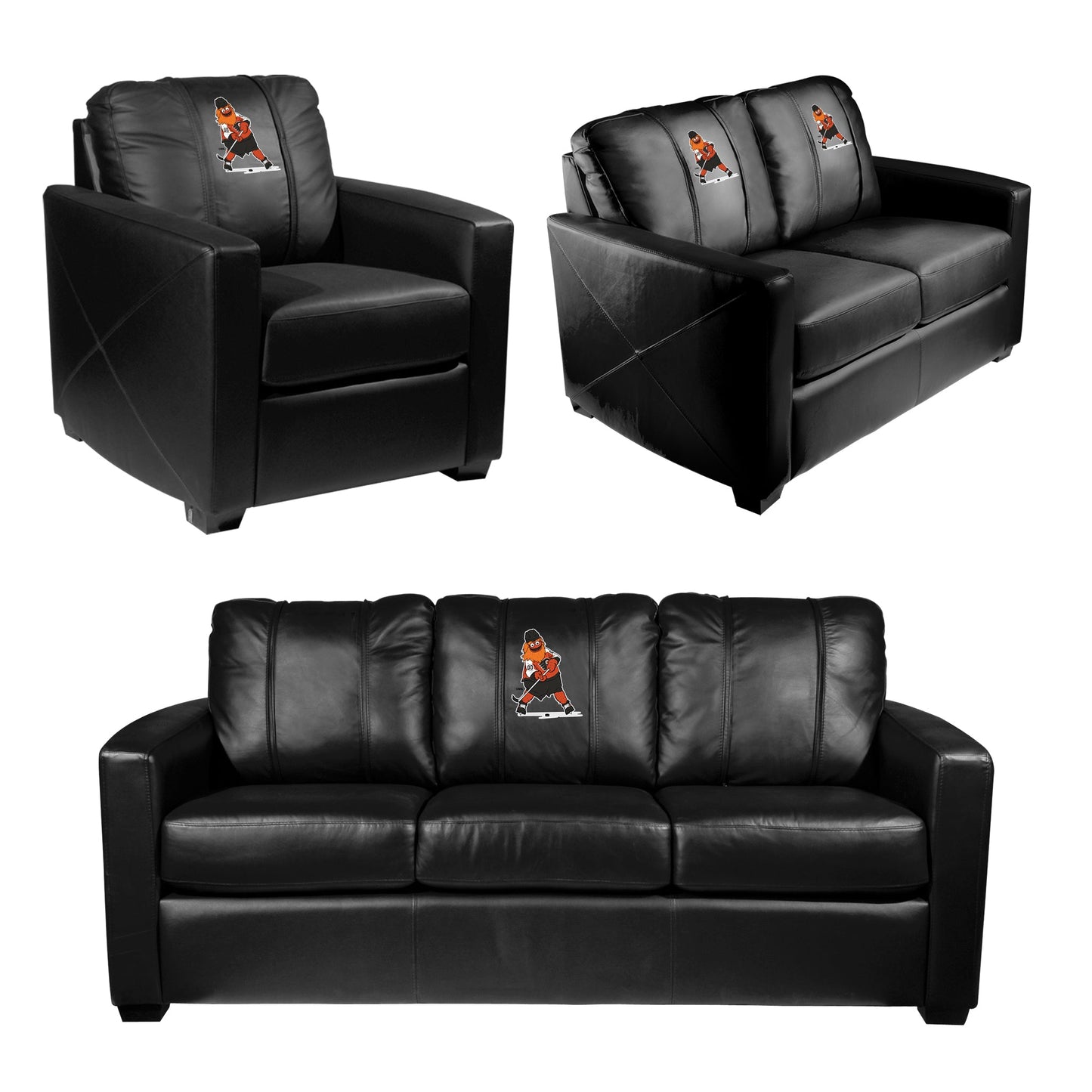 Silver Club Chair with Philadelphia Flyers Gritty Mascot Logo