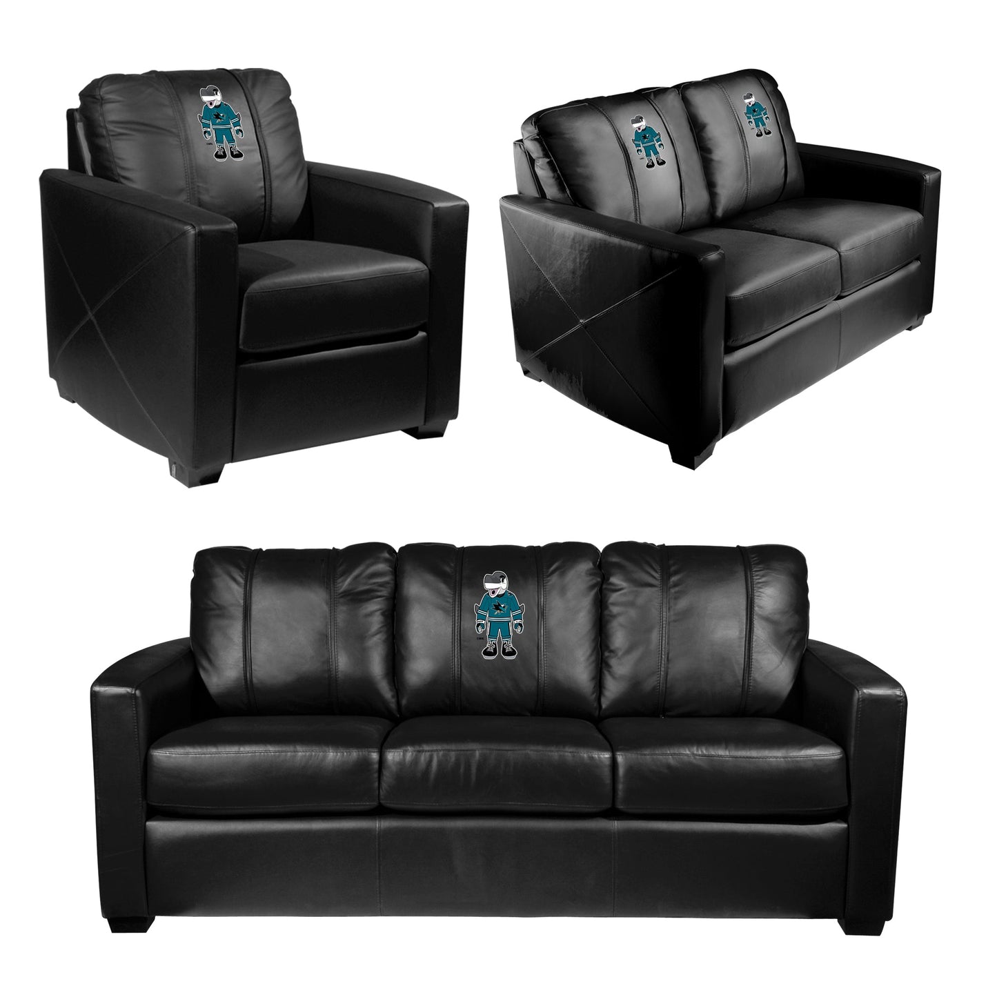 Silver Club Chair with San Jose Sharks Sharkie Mascot Logo