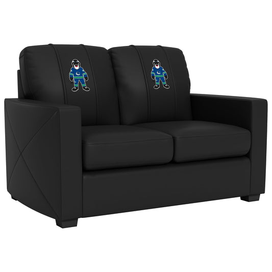 Silver Loveseat with Vancouver Canucks Fin Mascot Logo