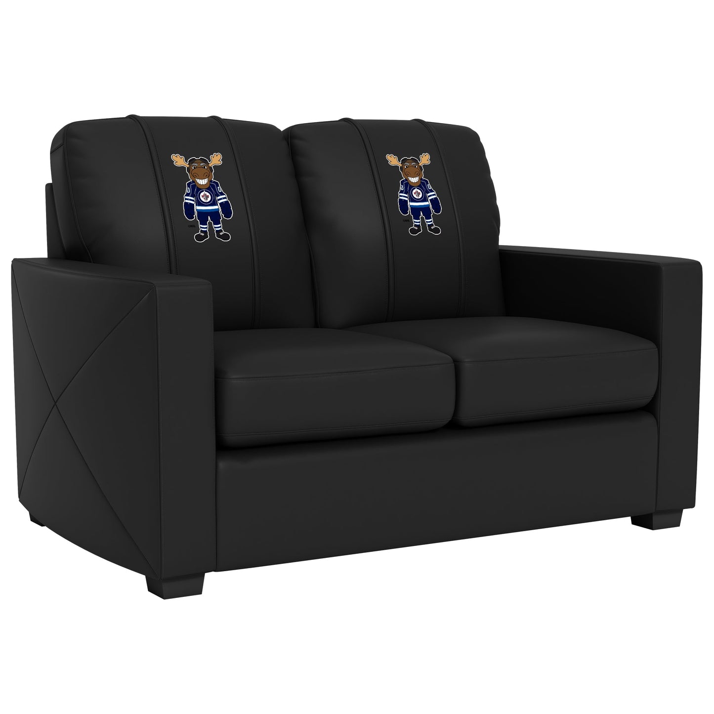 Silver Loveseat with Winnipeg Jets Moose Mascot Logo