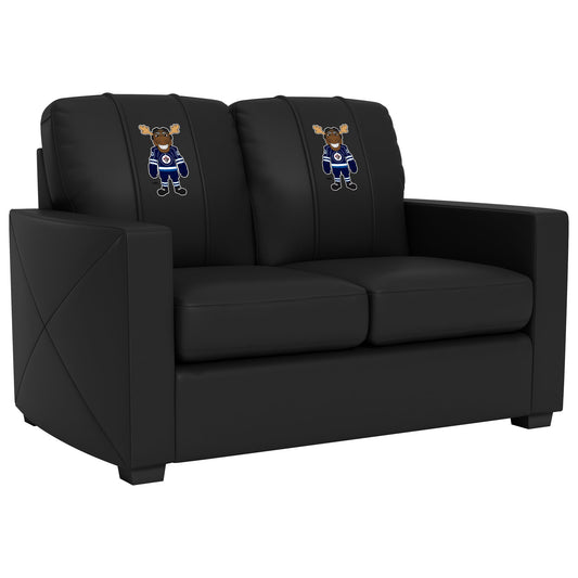 Silver Loveseat with Winnipeg Jets Moose Mascot Logo
