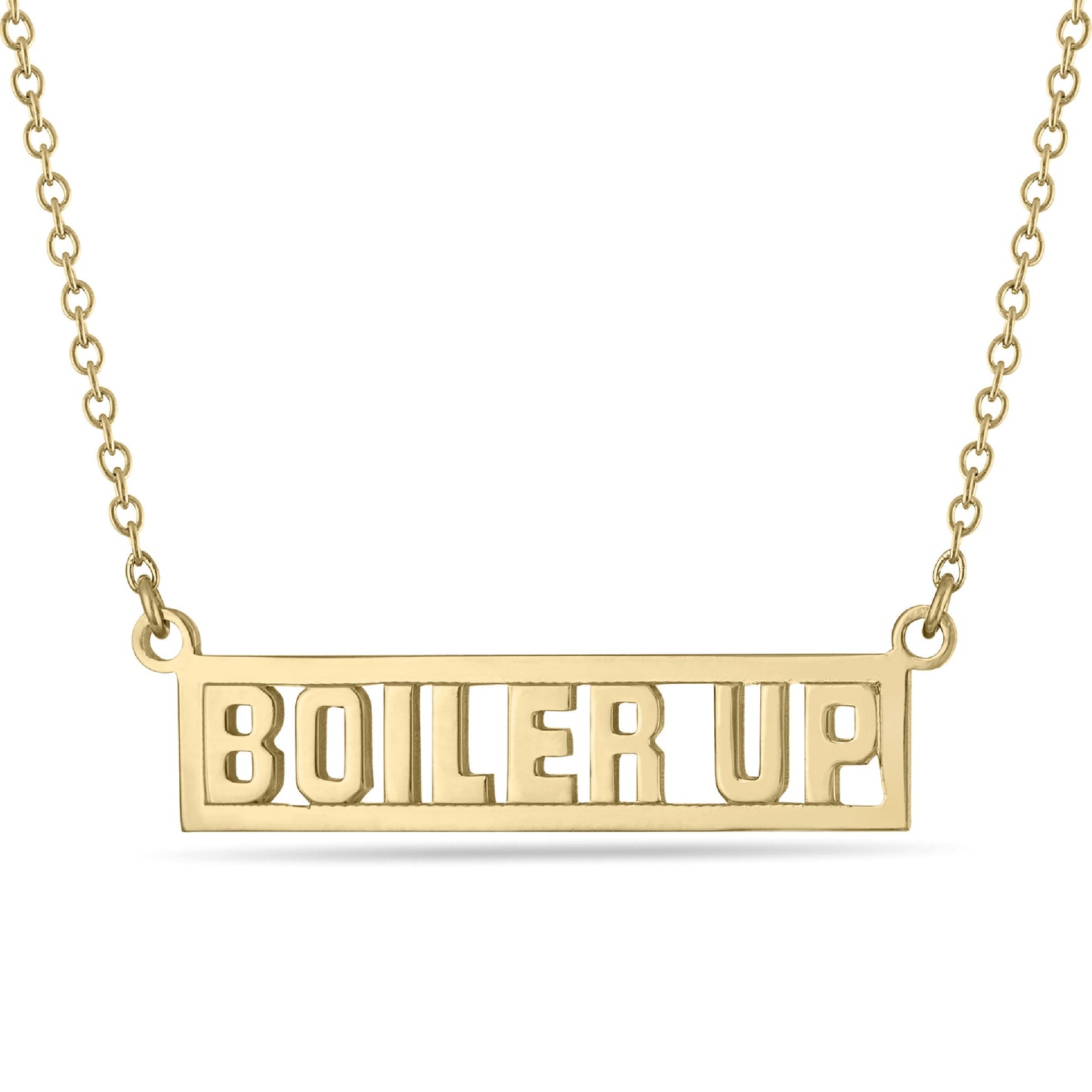 Purdue BOILER UP Gold Plated Script Bar Necklace