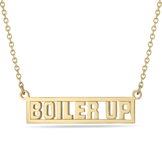 Purdue BOILER UP Gold Plated Script Bar Necklace