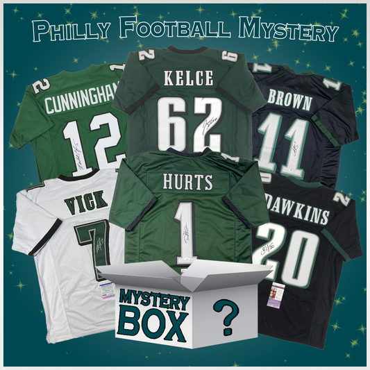 Autographed/Signed Philadelphia Football Jersey Mystery Box with PSA JSA or Beckett COA