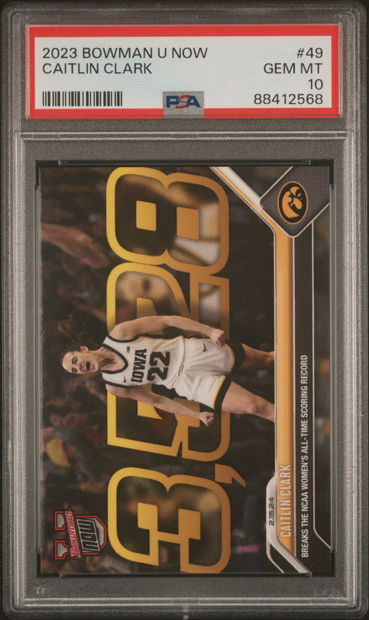 Graded 2023 Topps Bowman U Now Caitlin Clark #49 Rookie RC Basketball Card PSA 10 Gem Mint
