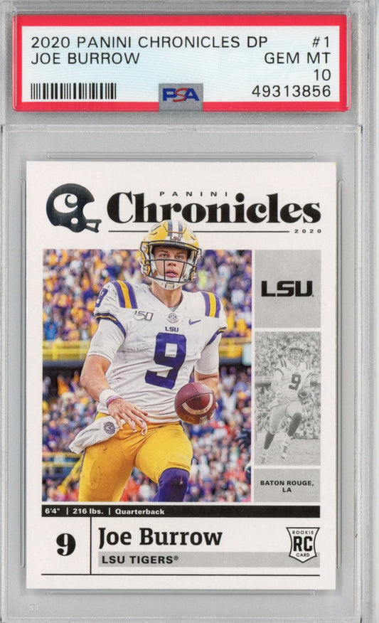Graded 2020 Panini Chronicles Draft Picks Joe Burrow #1 Rookie RC Football Card PSA 10 Gem Mint