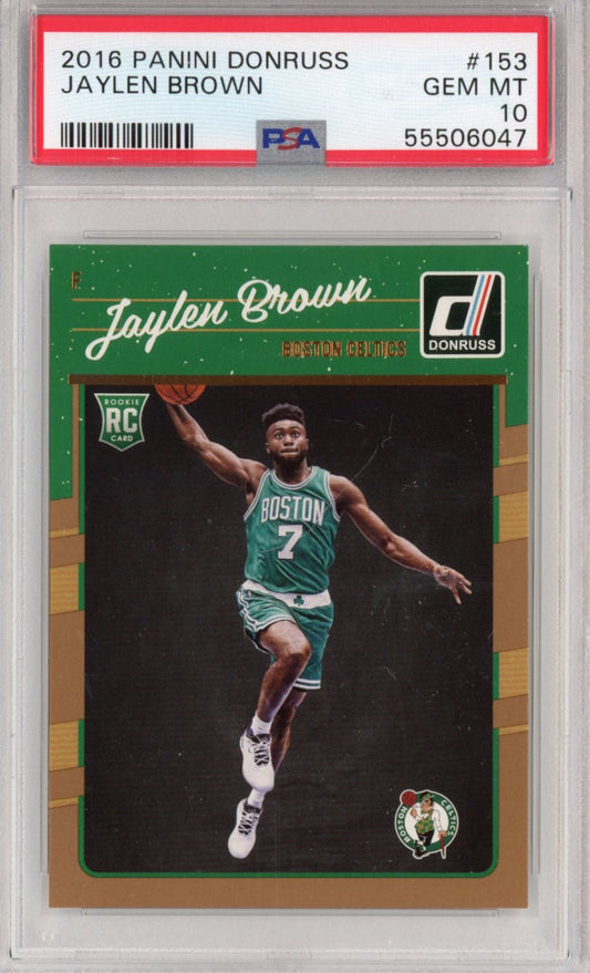 Graded 2016-17 Panini Donruss Jaylen Brown #153 Rookie RC Basketball Card PSA 10 Gem Mint