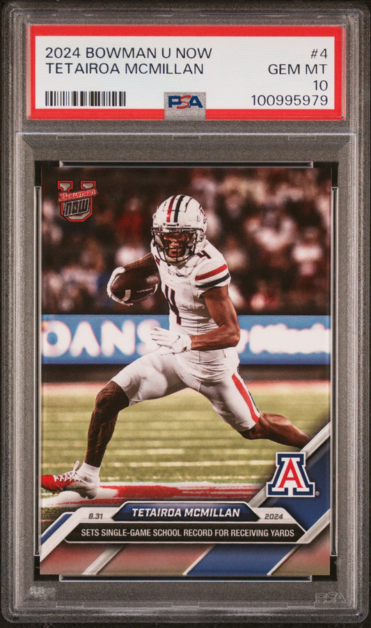 Graded 2024 Topps Bowman U Now Tetairoa McMillan #4 Rookie RC Football Card PSA 10 Gem Mint