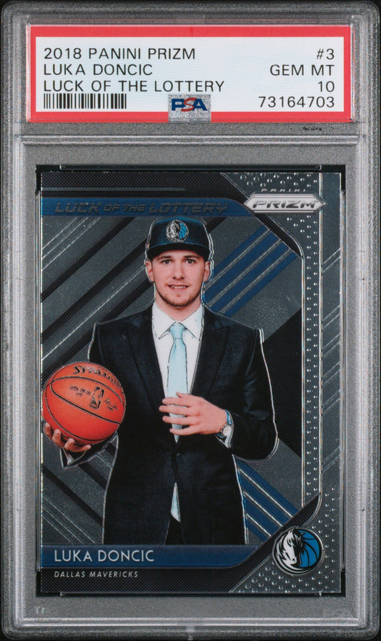 Graded 2018 Panini Prizm Luka Doncic #3 Luck of the Lottery Rookie RC Basketball Card PSA 10 Gem Mint