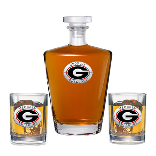 University of Georgia Royal Decanter with 2 Glasses