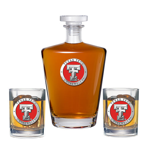 Texas Tech University Royal Decanter with 2 Glasses