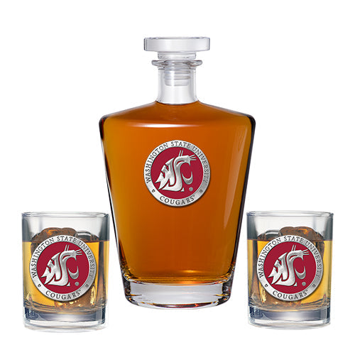 Washington State University Royal Decanter with 2 Glasses