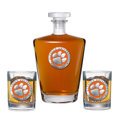 Clemson University Royal Decanter with 2 Glasses