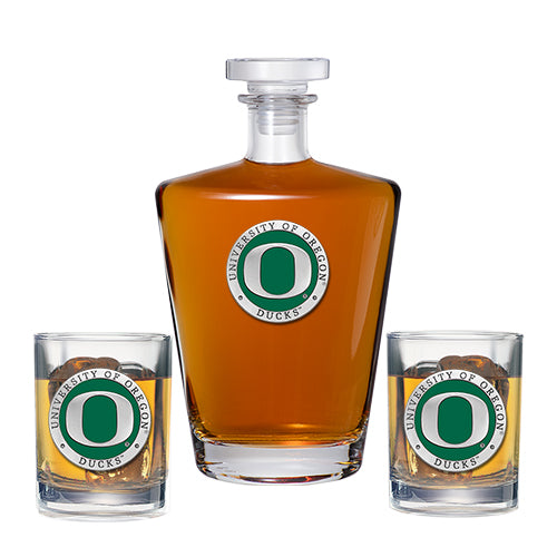 University of Oregon Royal Decanter with 2 Glasses