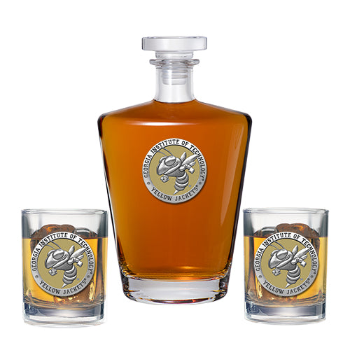 Georgia Tech Buzz Logo Royal Decanter with 2 Glasses