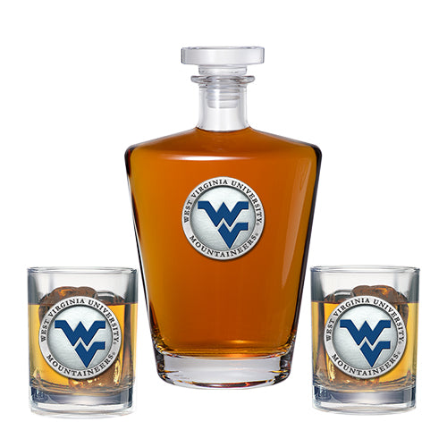 West Virginia University Royal Decanter with 2 Glasses