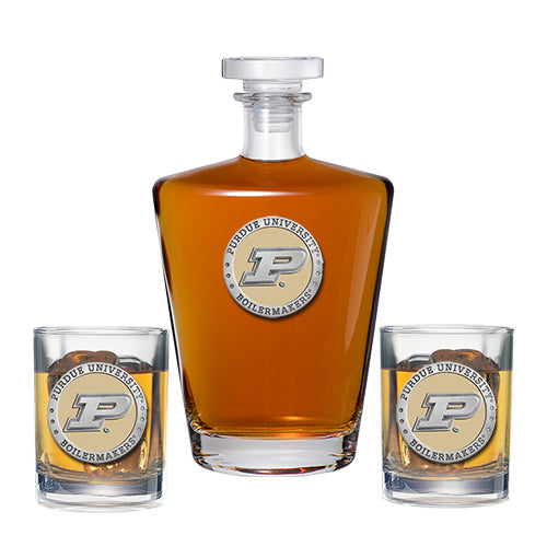 Purdue University Royal Decanter with 2 Glasses
