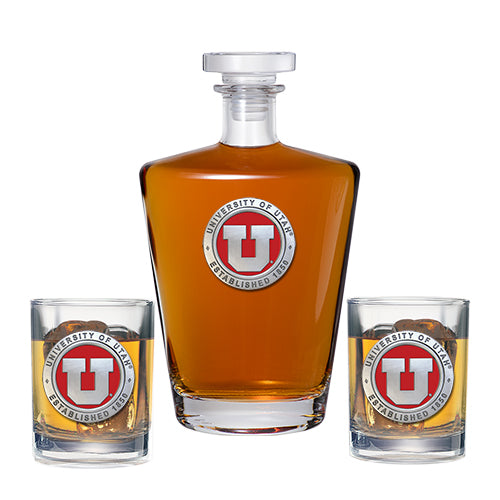 University of Utah Royal Decanter with 2 Glasses