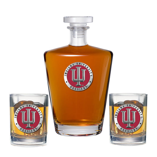Indiana University Royal Decanter with 2 Glasses