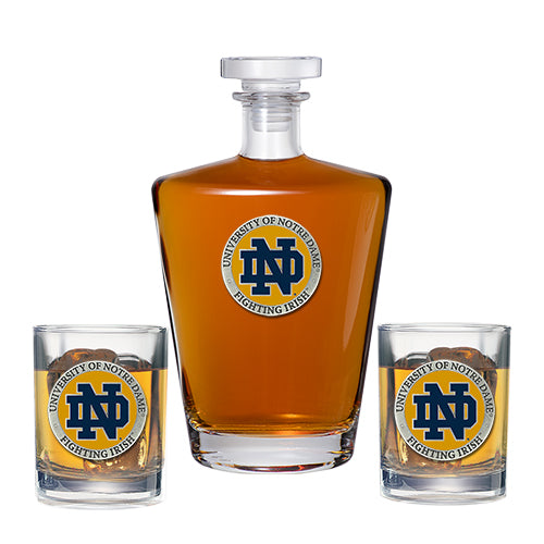 University of Notre Dame Royal Decanter with 2 Glasses