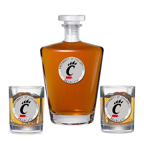University of Cincinnati Royal Decanter with 2 Glasses