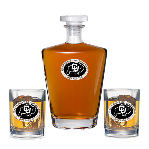 University of Colorado Royal Decanter with 2 Glasses