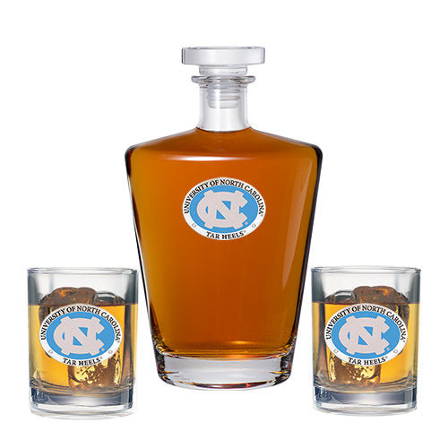 University of North Carolina Royal Decanter with 2 Glasses
