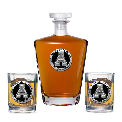 Appalachian State University Royal Decanter with 2 Glasses