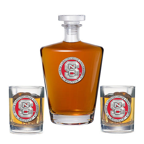 North Carolina State University Royal Decanter with 2 Glasses