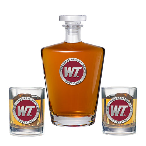 West Texas A&M University Royal Decanter with 2 Glasses