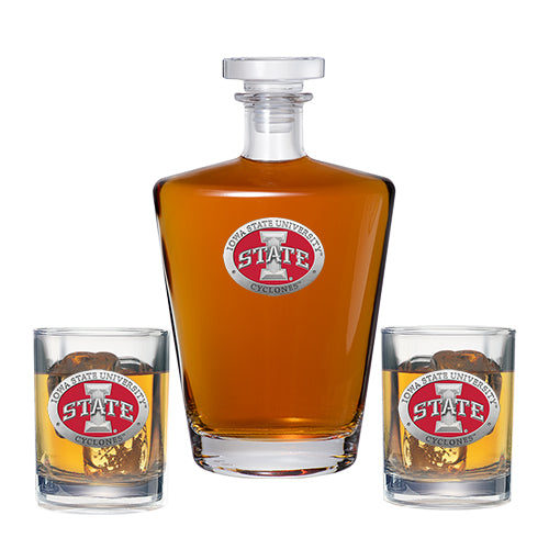 Iowa State University Royal Decanter with 2 Glasses