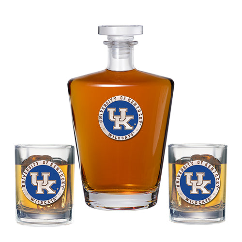 University of Kentucky UK Logo Royal Decanter with 2 Glasses