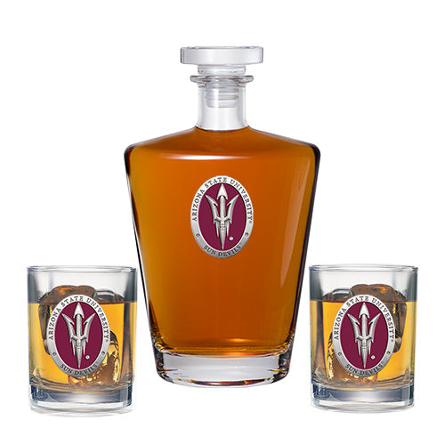 Arizona State University Pitch Fork Royal Decanter with 2 Glasses