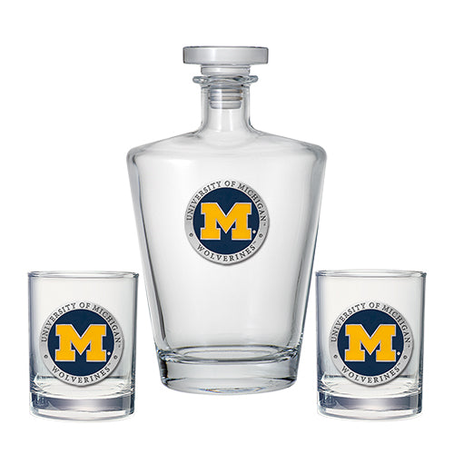 University of Michigan Royal Decanter with 2 Glasses
