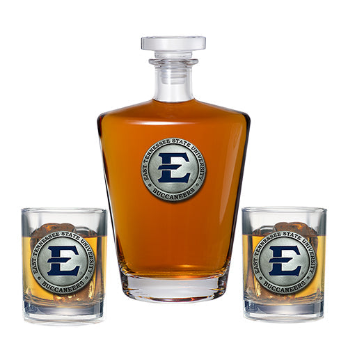 East Tennessee State  University Royal Decanter with 2 Glasses