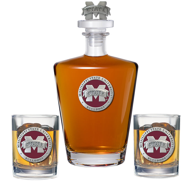 Mississippi State University Bulldogs "M" Logo with 3D Top & 2 Glasses